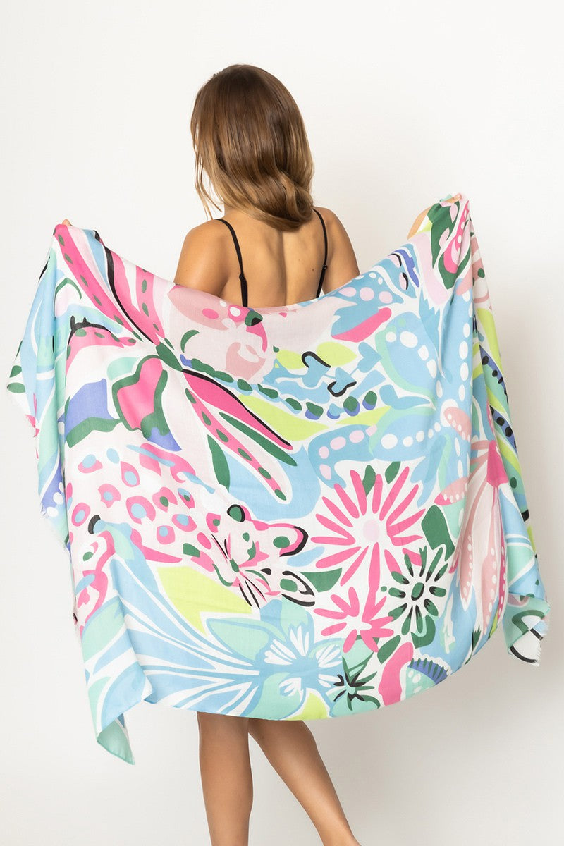 Tropical Floral- Blue/Pink