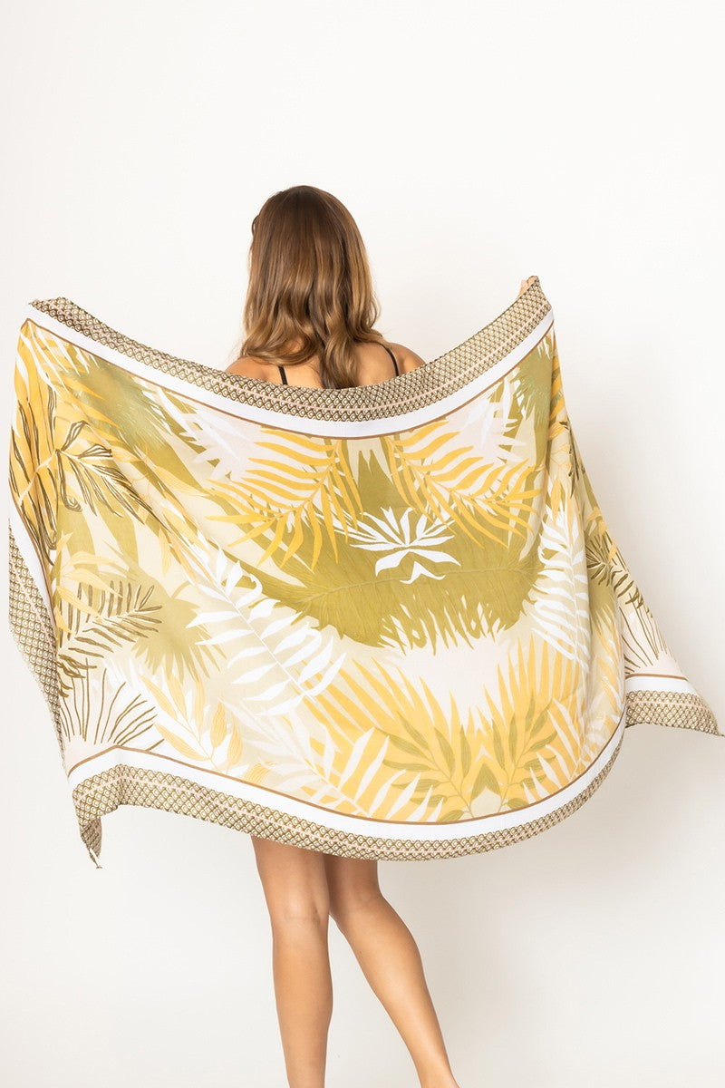 Tropical Leaves Sarong- Taupe