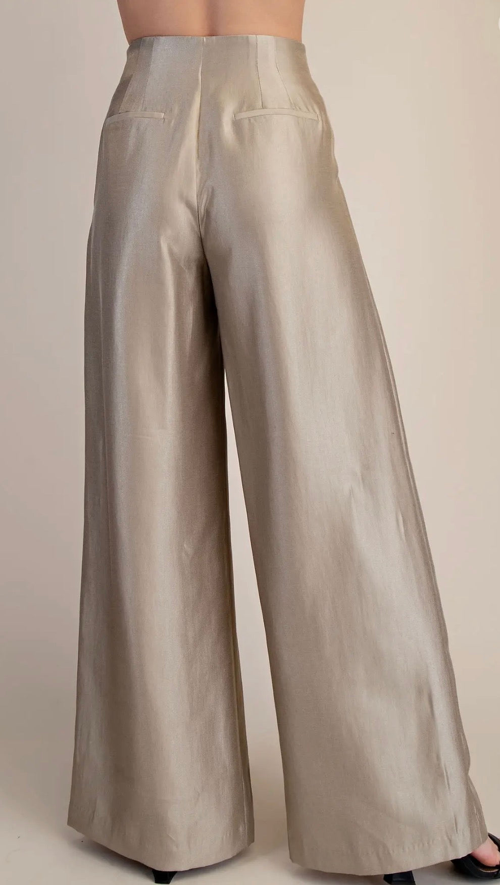 High Waist Wide Pants- Champagne