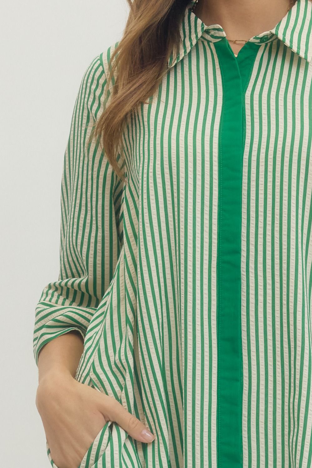 Amanda Dress- Green Stripe