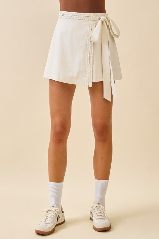 Cream Wrap Skort