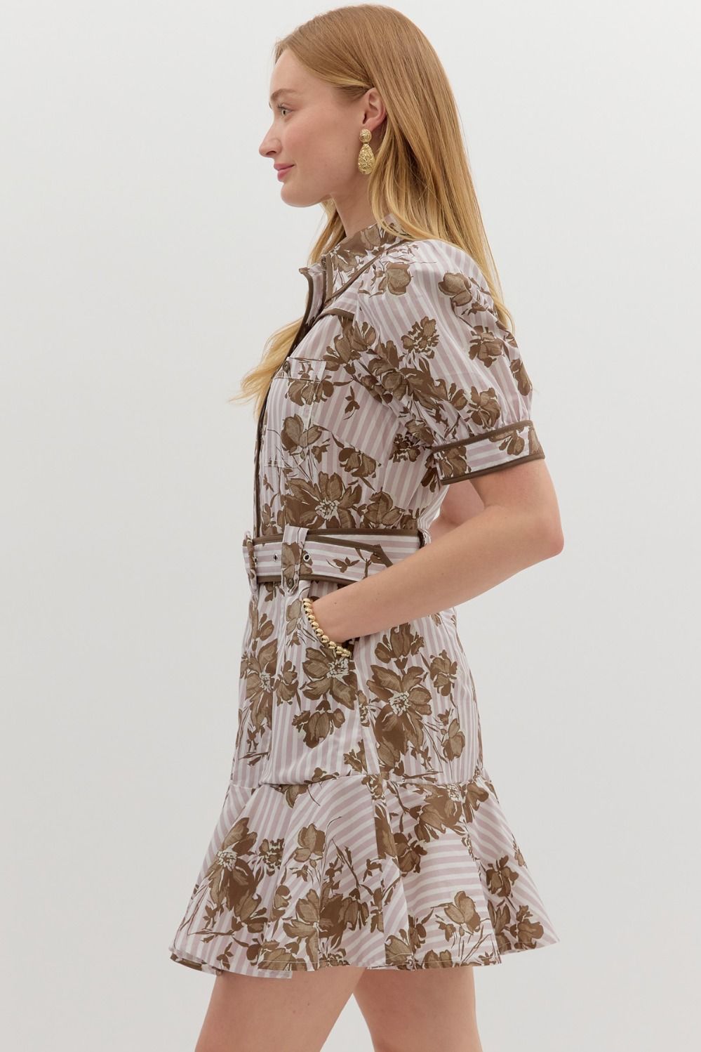 Lauren Floral Dress- Brown