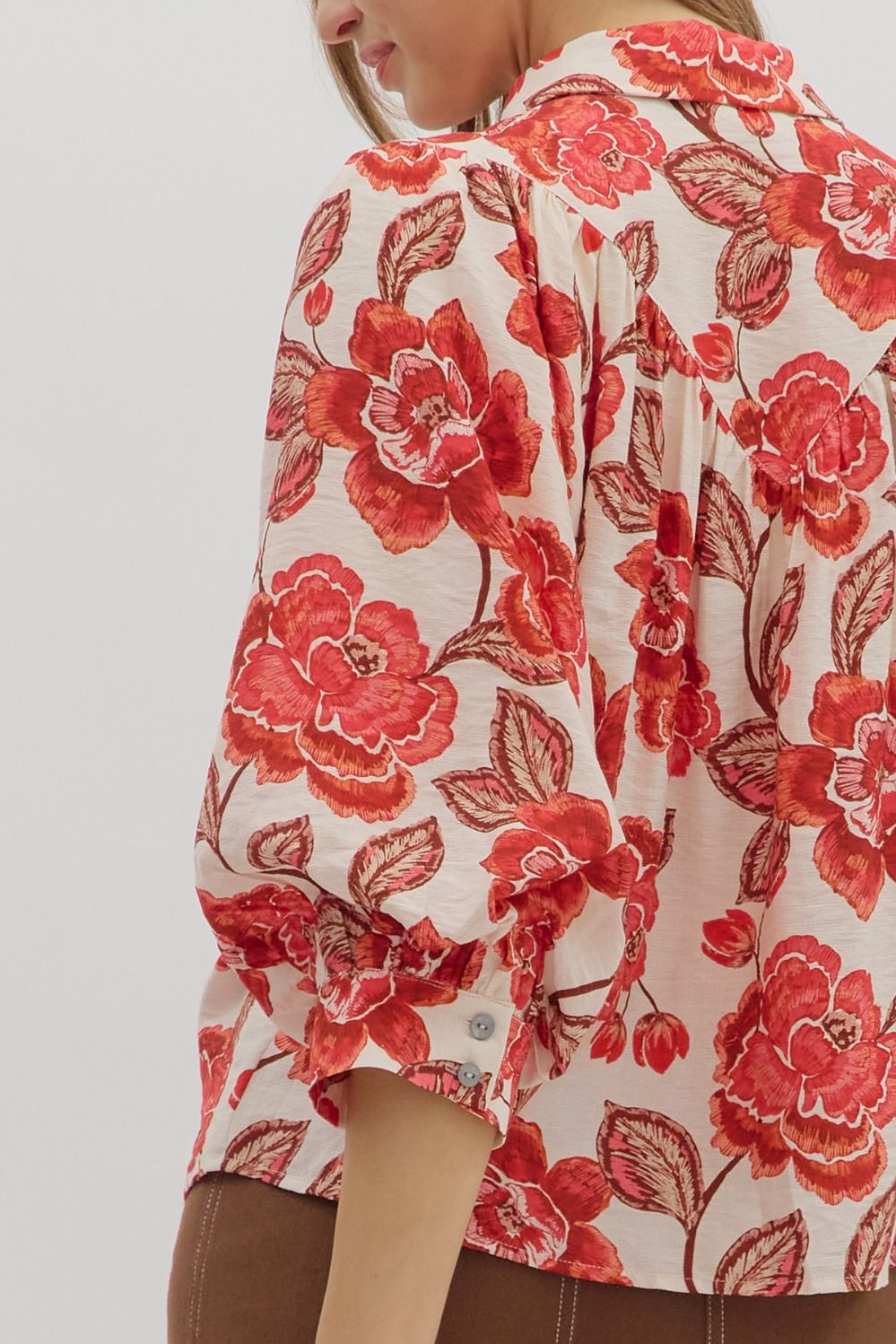 Floral Blouse- Brick