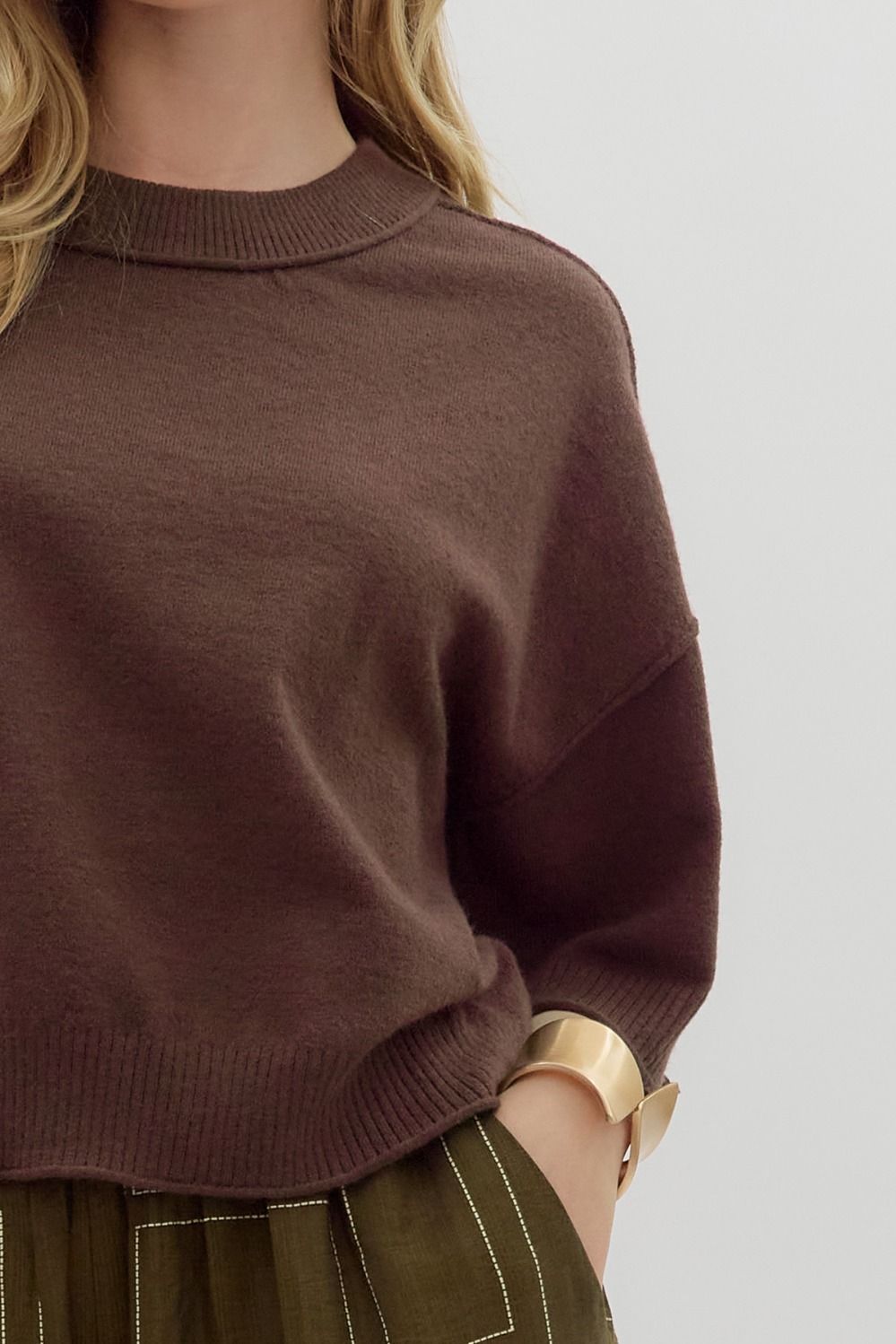 Wide Sleeve Sweater- Brown