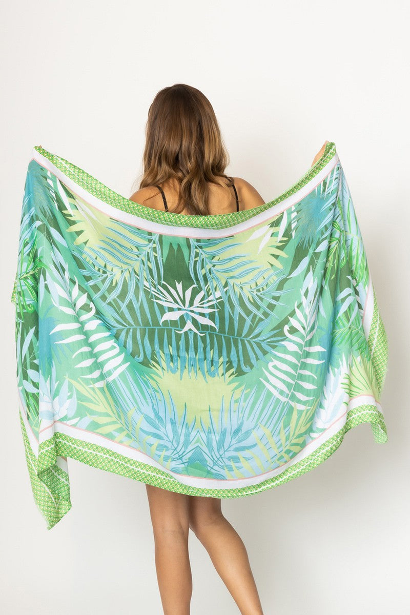 Tropical Leaves Sarong- Green
