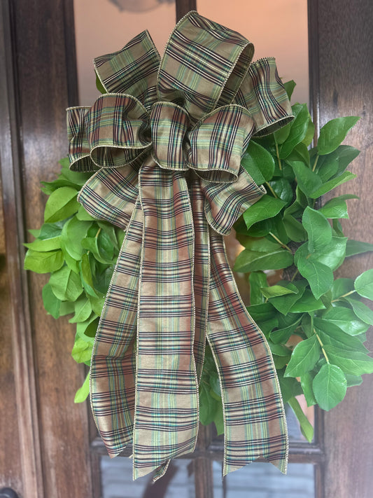 Green Plaid Bow