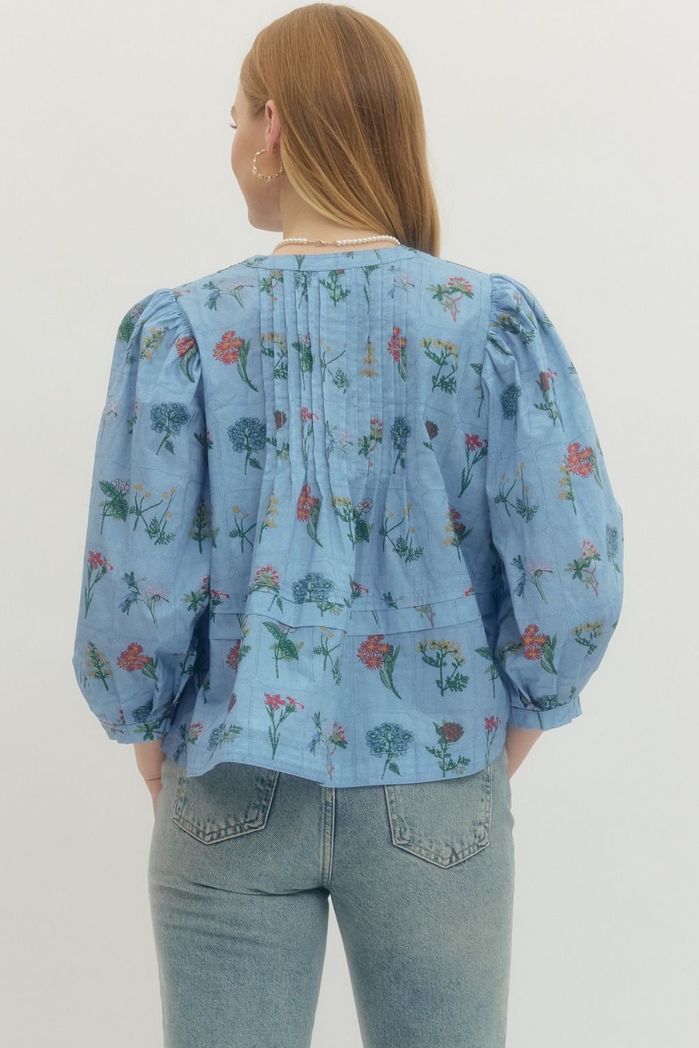 Floral Top - Chambray
