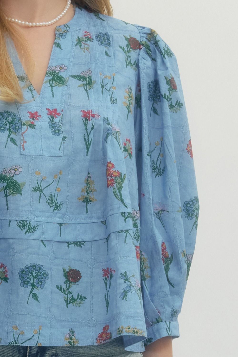 Floral Top - Chambray