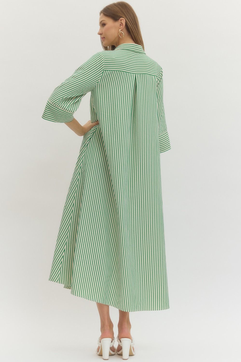 Amanda Dress- Green Stripe