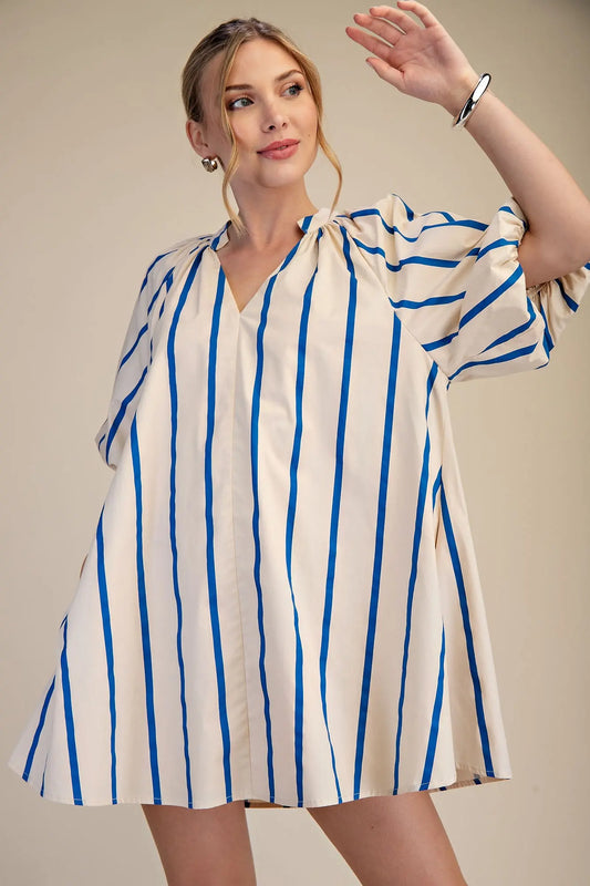 Royal Stripe Shift Dress