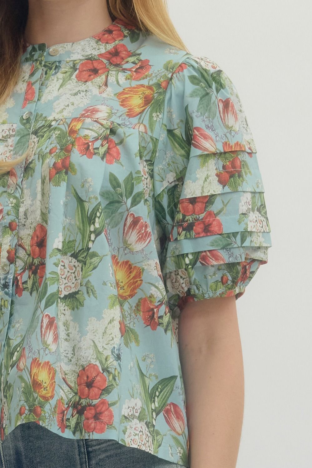 floral top- blue