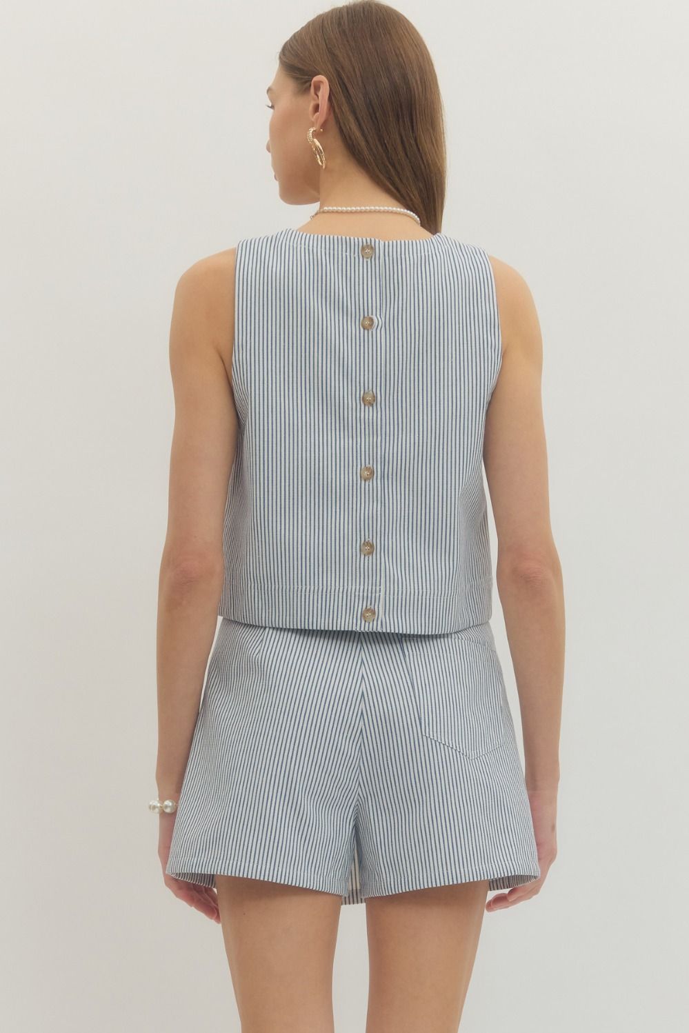 Mini Stripe Skort Set- Blue