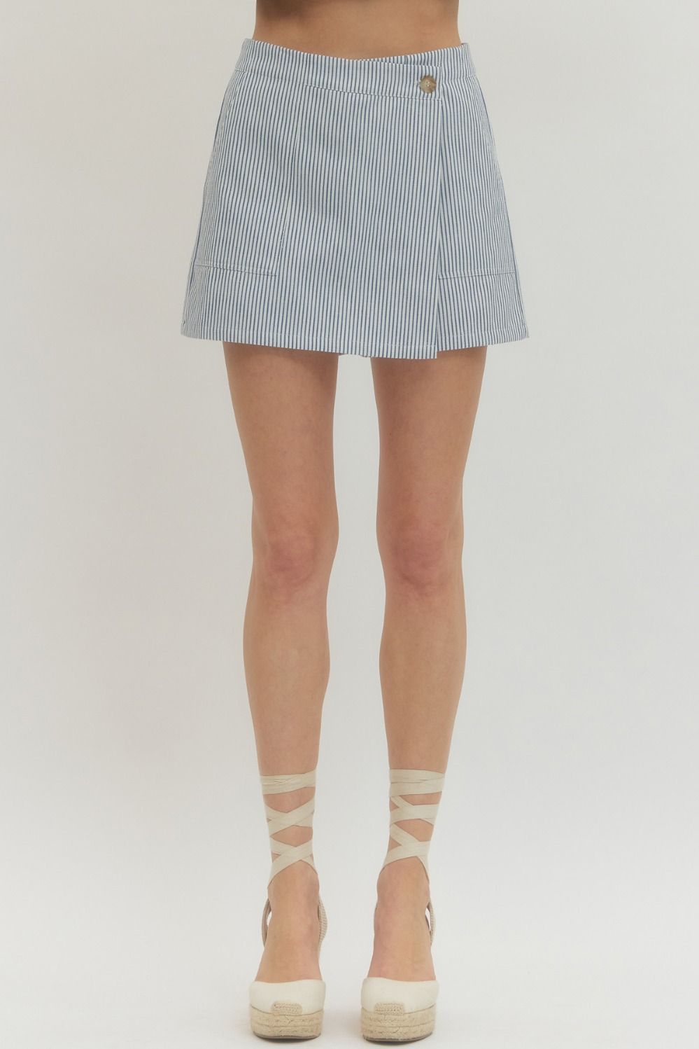 Mini Stripe Skort Set- Blue