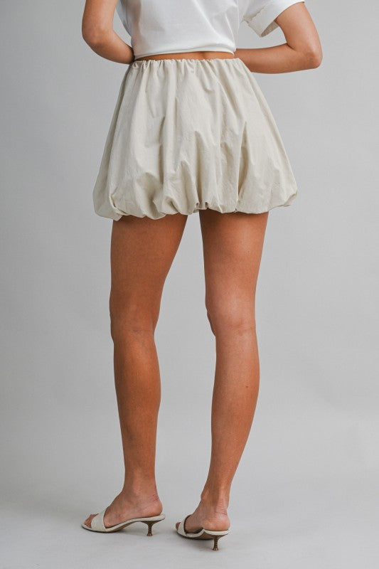 Embroidered Bubble Hem Skirt - Light Olive