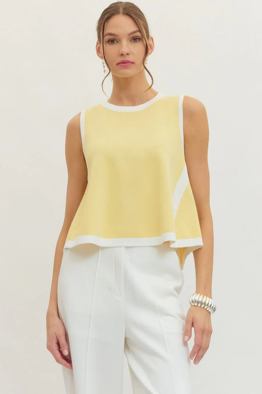 Sleeveless Knit Top- Lemon