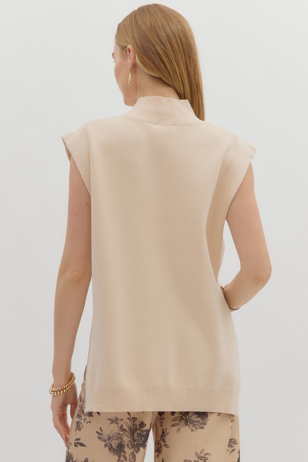 Hi Low Mock Neck Sweater- Oat