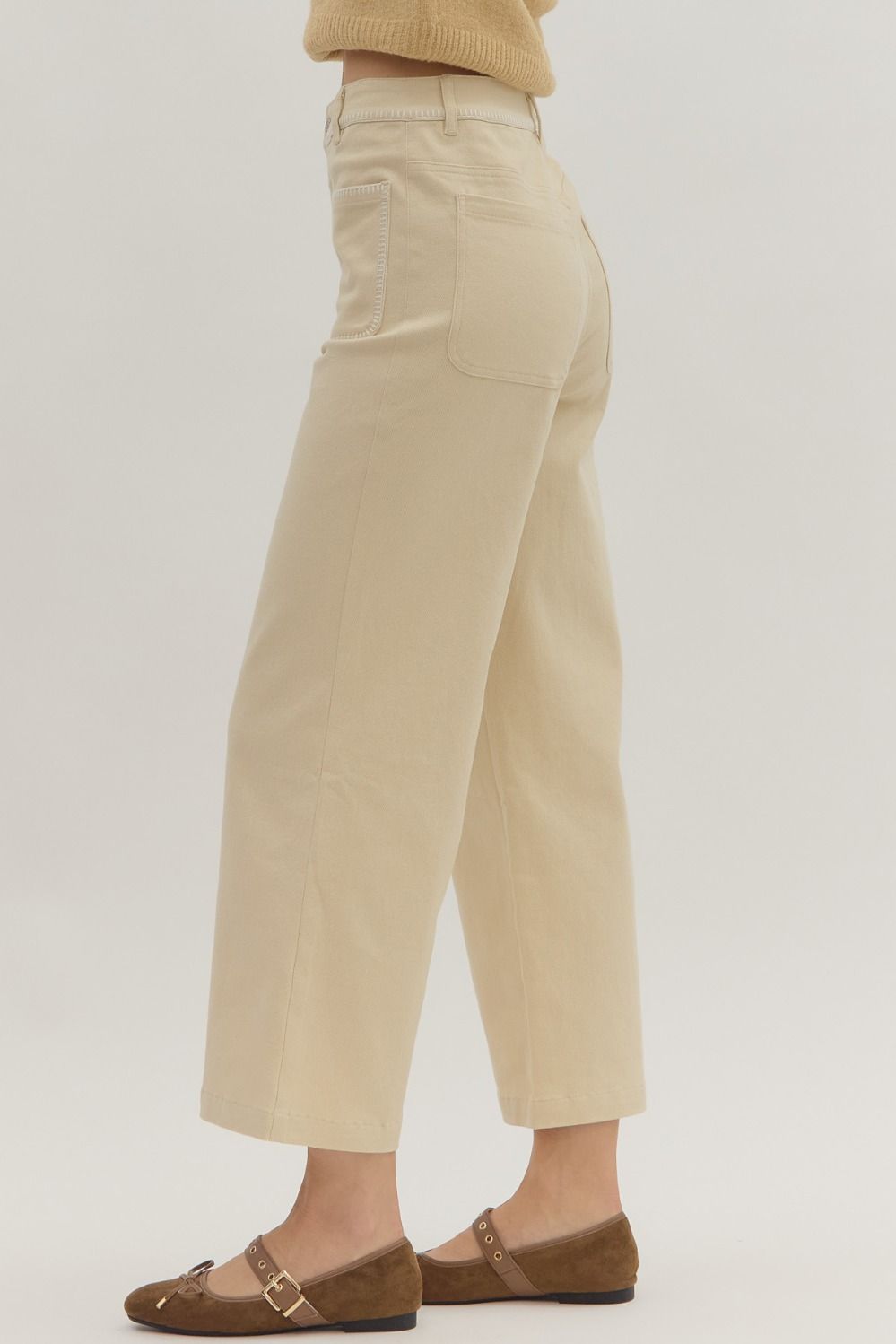 Whipstitch Pocket Pant- Ecru