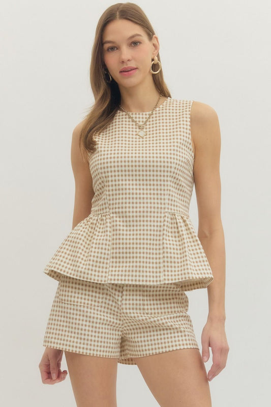 Gingham Set- Tan