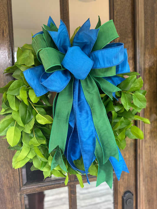 Royal Blue/ Green Bow