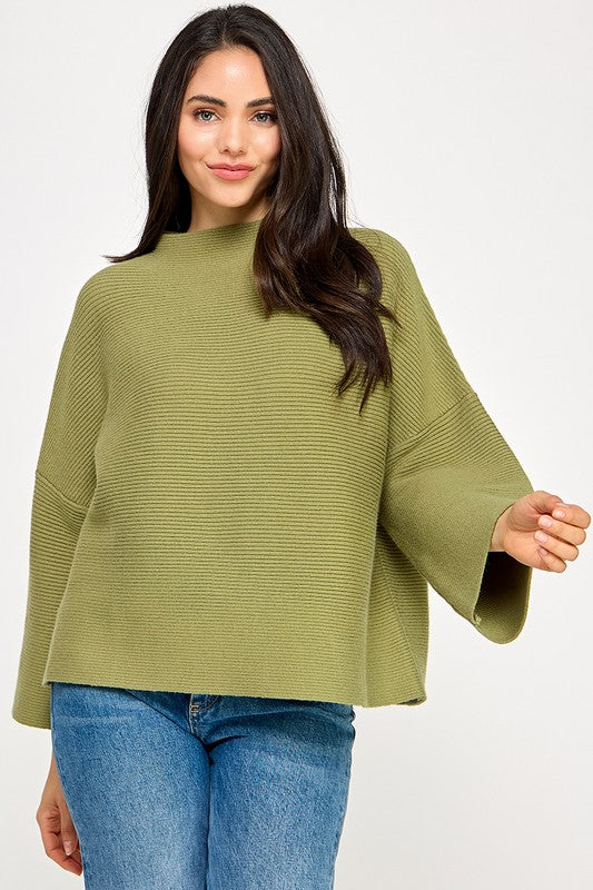 Ribbed Sweater- Light Sage