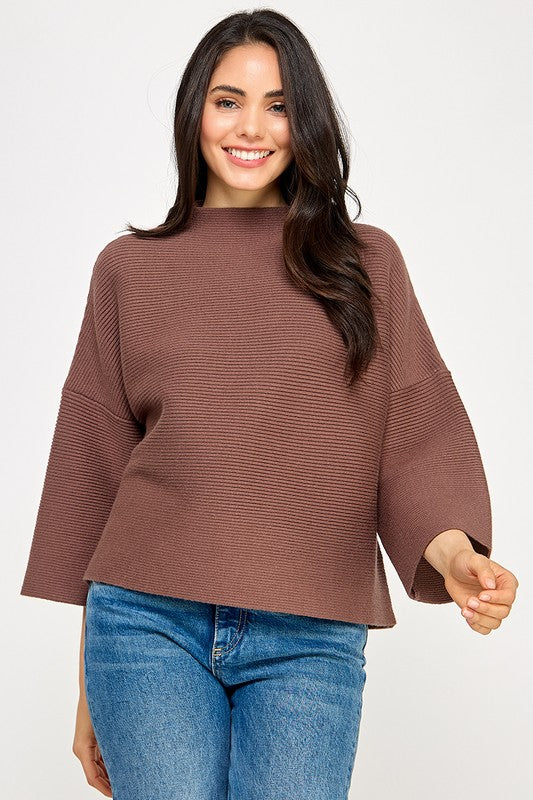 Ribbed Sweater- Brown