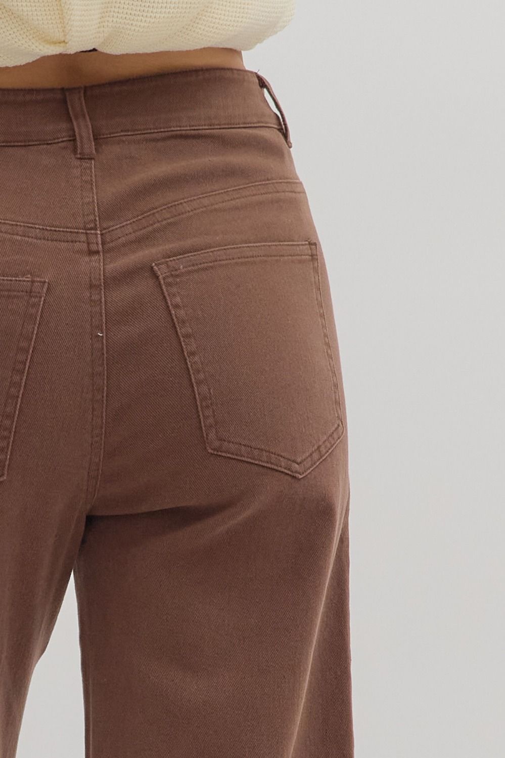 Cuffed Crop Denim- Brown