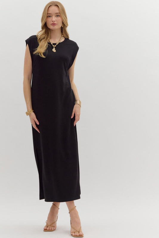 Knit Midi Dress- Black