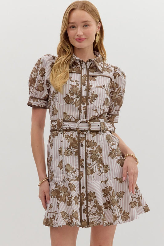 Lauren Floral Dress- Brown