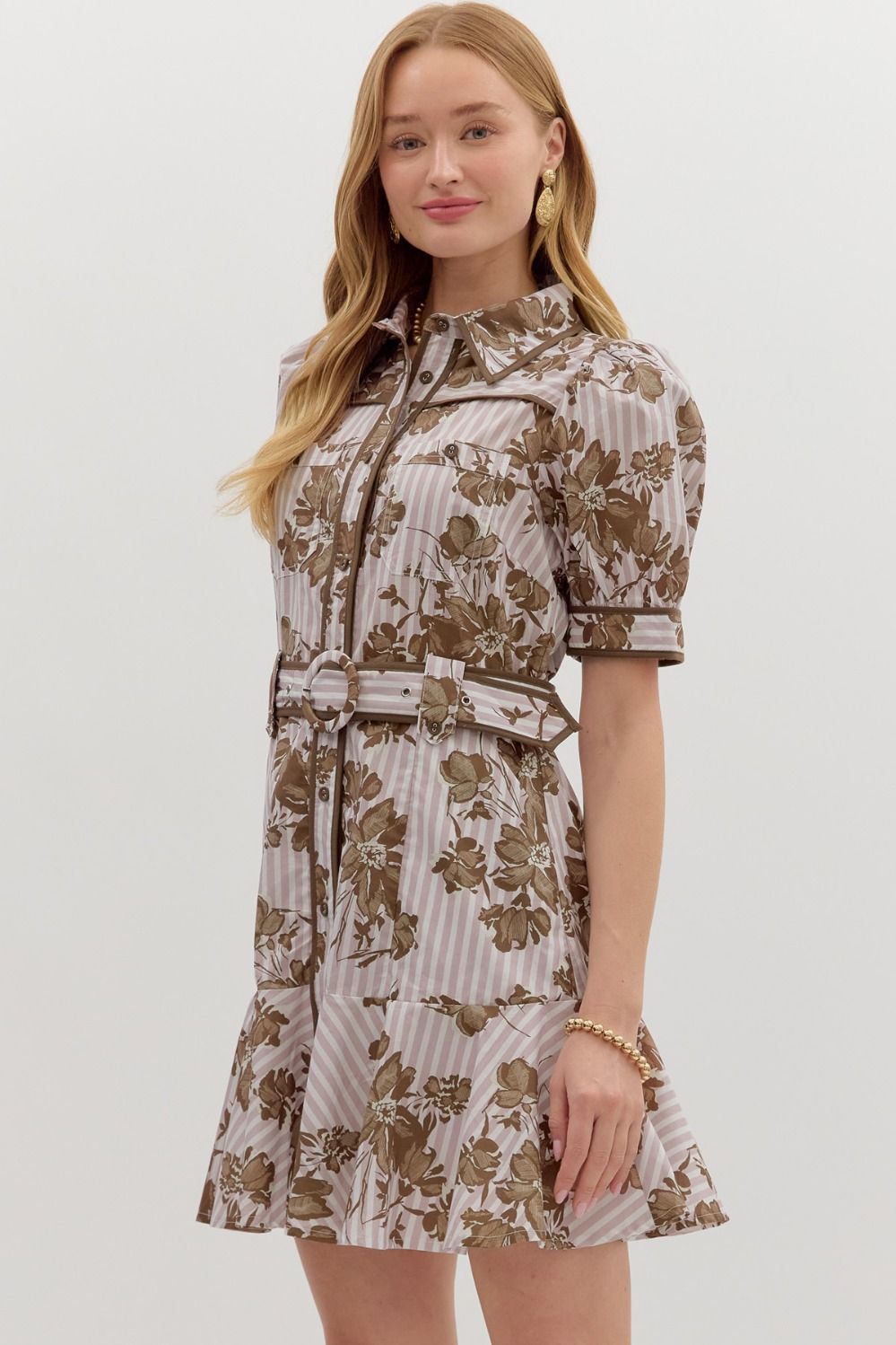 Lauren Floral Dress- Brown