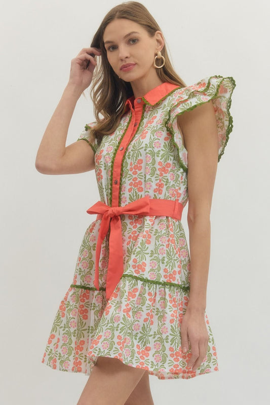 Paige Dress- Coral