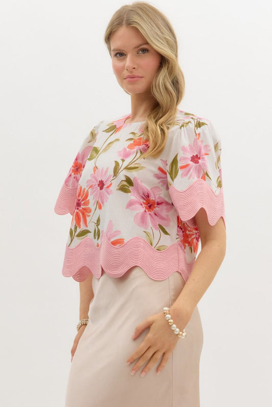Floral Border Blouse