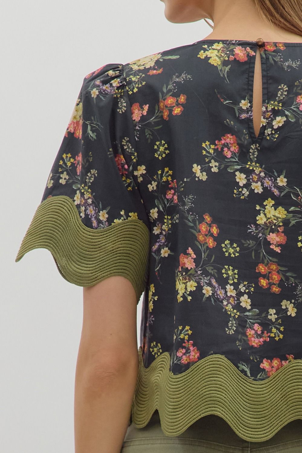 Fall Floral Top- Black