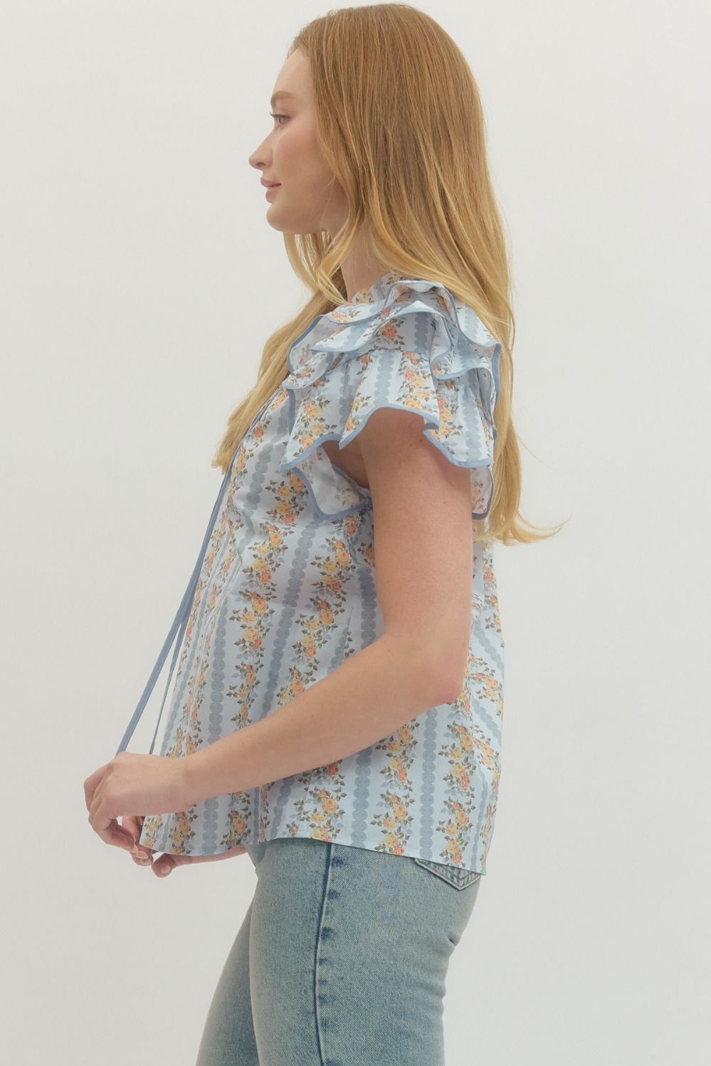 Floral Flutter Sleeve Top