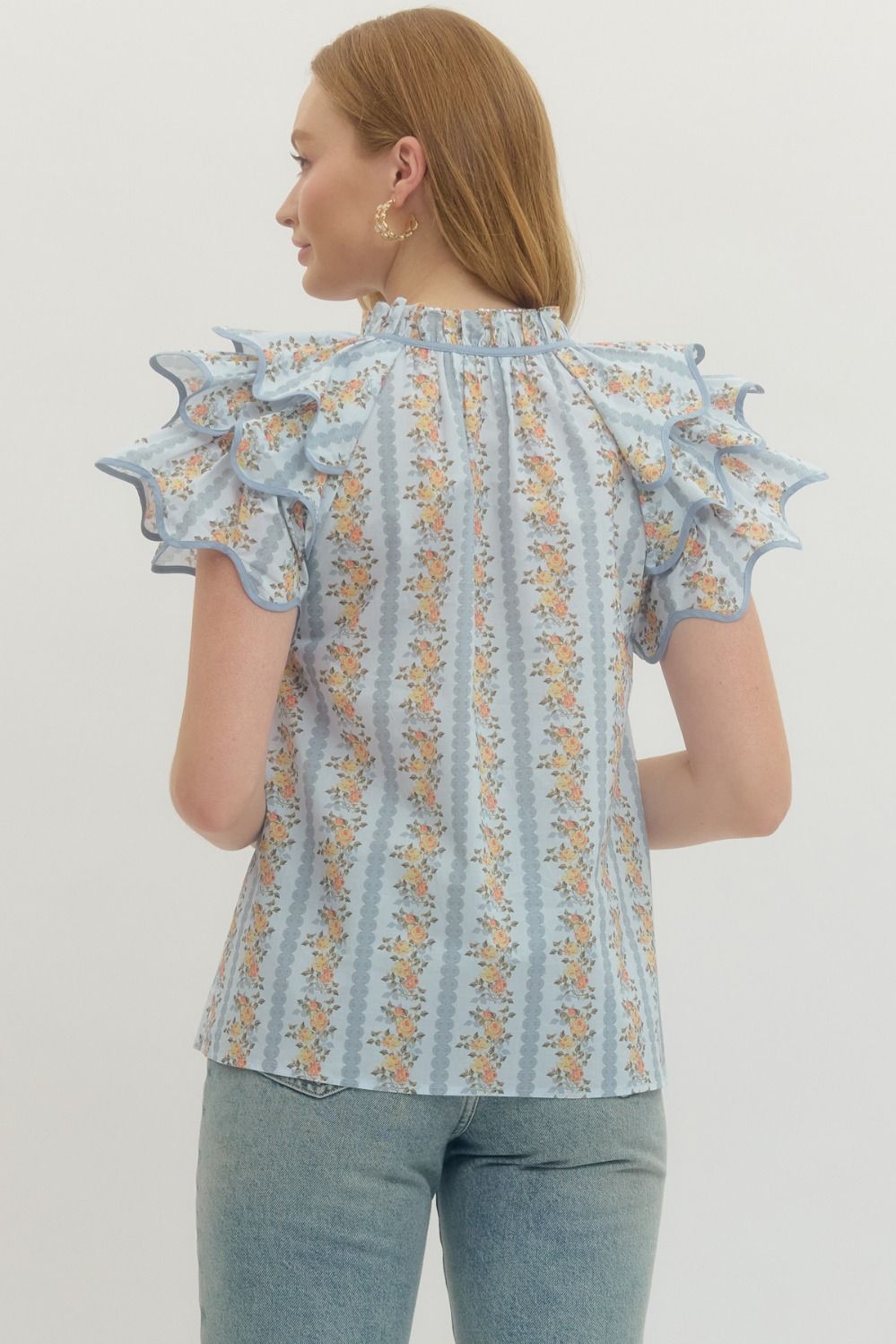 Floral Flutter Sleeve Top