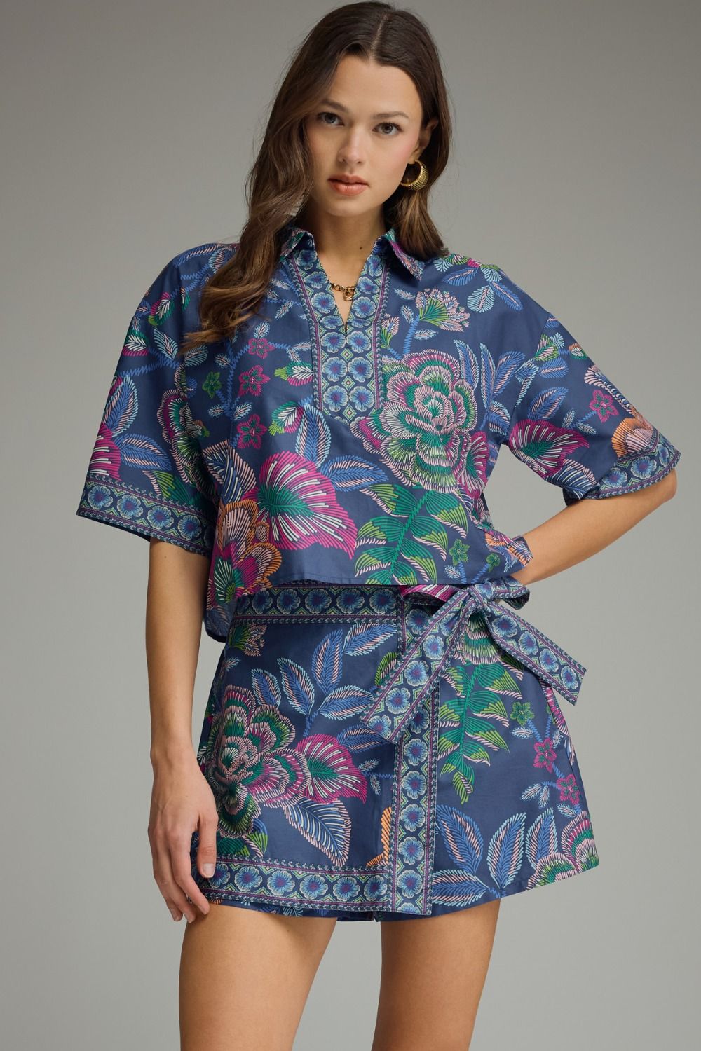 Botanical Skort Set- Indigo- PREORDER